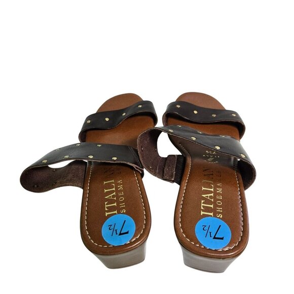 Italian Shoemakers NWOT Studded Leather Slip On Sandals Size 7.5 - Picture 4 of 8